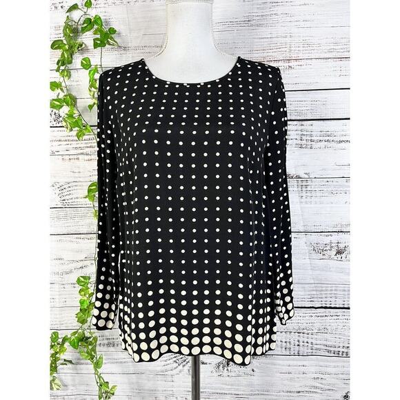 J Crew Blouse Top size 4 Black Ivory Polka Dots Modest Career Church Wedding - Picture 2 of 14